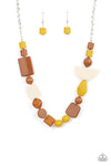 Tranquil Trendsetter - Yellow Necklace & Earring Set